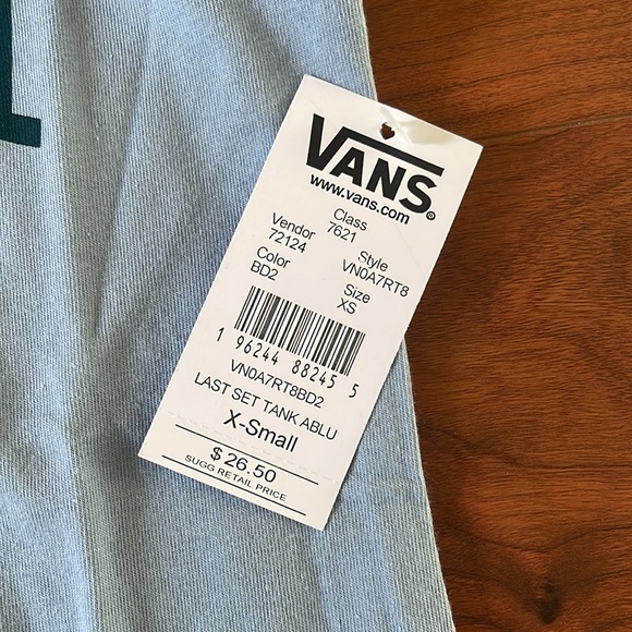 COPY - NWT Vans Off The Wall Blue and White Tank Top Muscle Tee Shirt - Picture 6 of 6